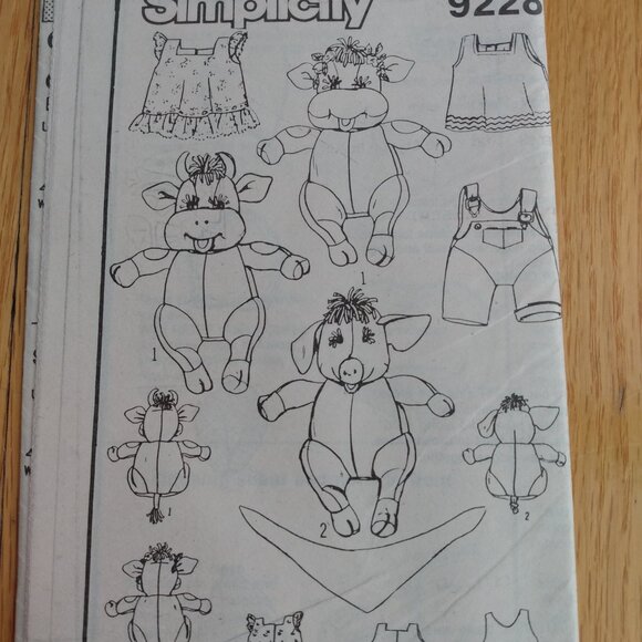 Vintage Cow Pig Dolls Clothes Sewing Pattern Country Farmhouse Decor - Picture 9 of 10